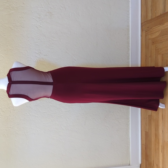 Morgan & Co. Burgundy Jersey Beaded Illusion Sheath Dress with Slit Size 2 - mordernwear.com Morgan & Co. Burgundy Jersey Beaded Illusion Sheath Dress with Slit Size 2 - mordernwear.com